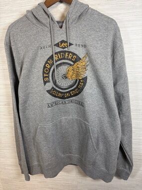 Lee Gray Hoodie with Gold Winged Wheel Graphic